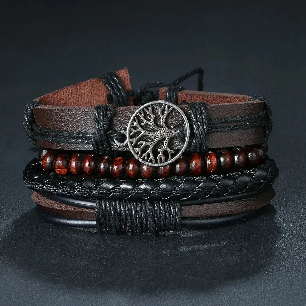 4Pcs/ Set Leather Bracelets For Men. - BLAKESTORE-NG
