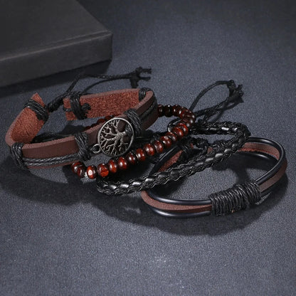 4Pcs/ Set Leather Bracelets For Men. - BLAKESTORE-NG
