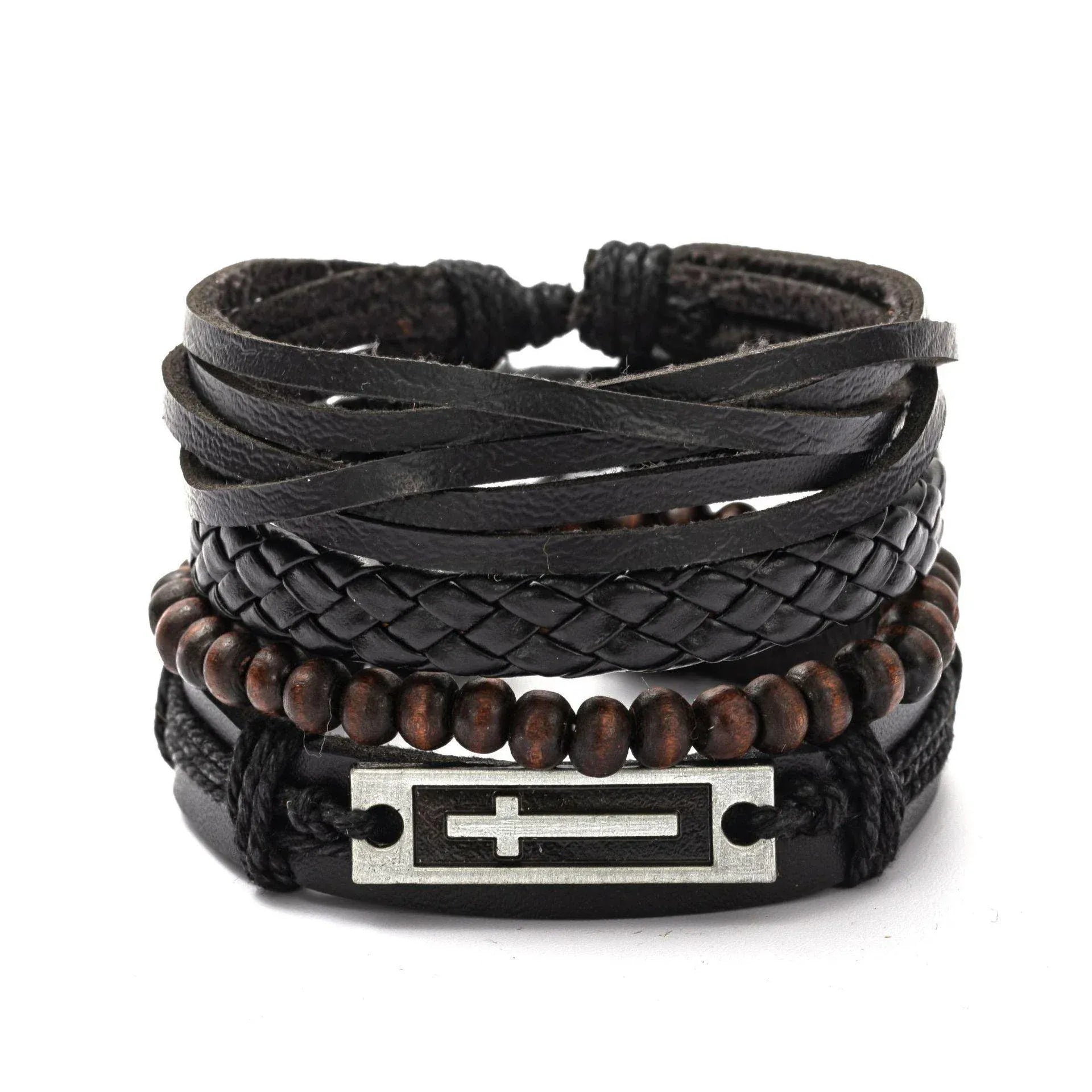 4Pcs/ Set Leather Bracelets For Men. - BLAKESTORE-NG