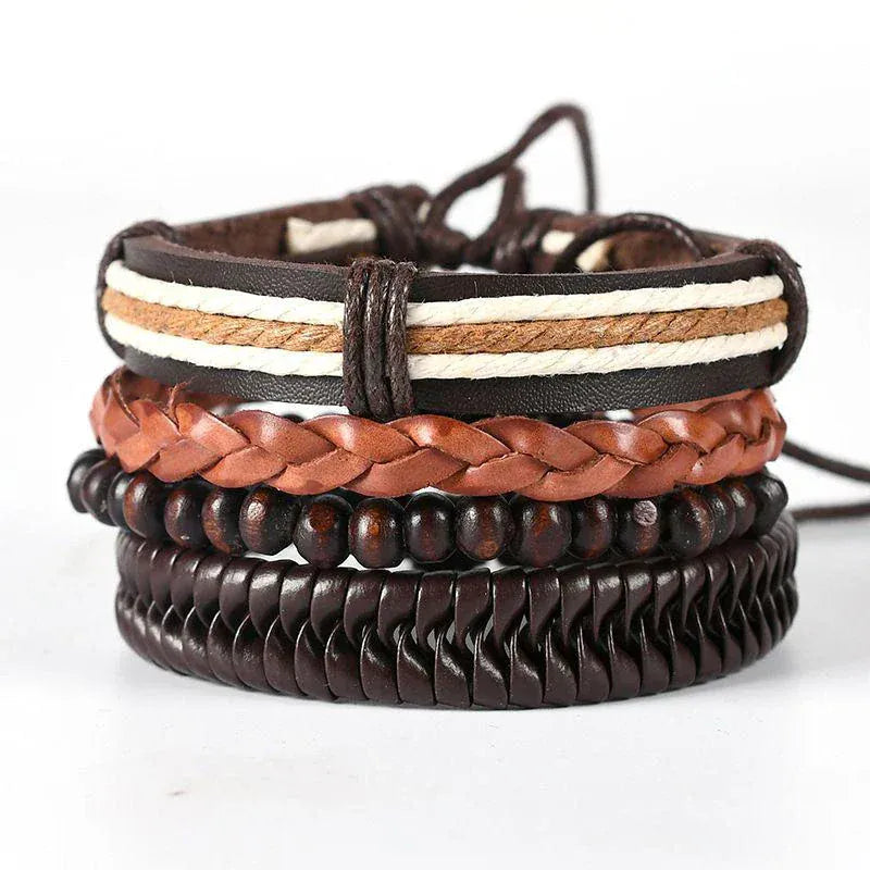 4Pcs/ Set Leather Bracelets For Men. - BLAKESTORE-NG
