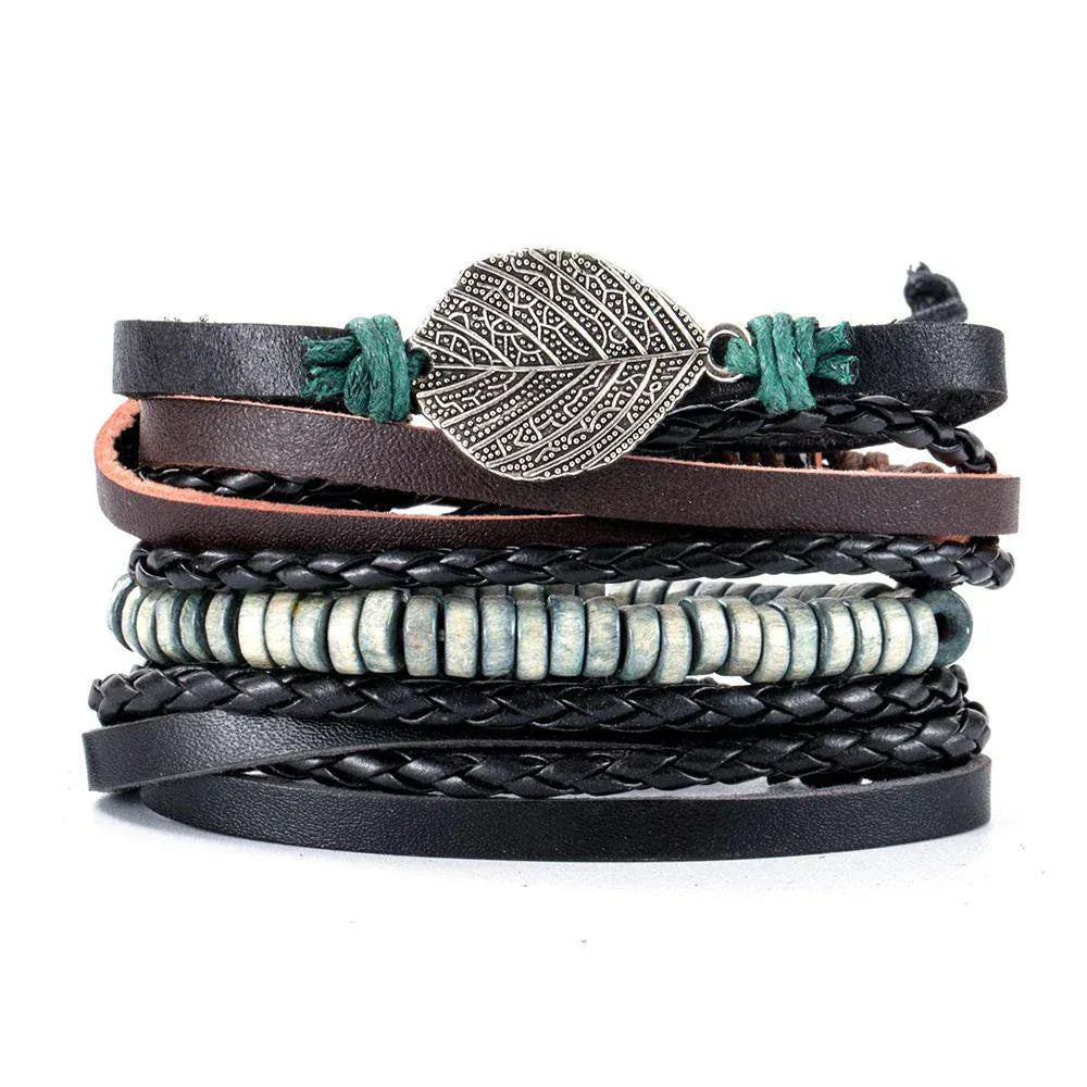 4Pcs/ Set Leather Bracelets For Men. - BLAKESTORE-NG