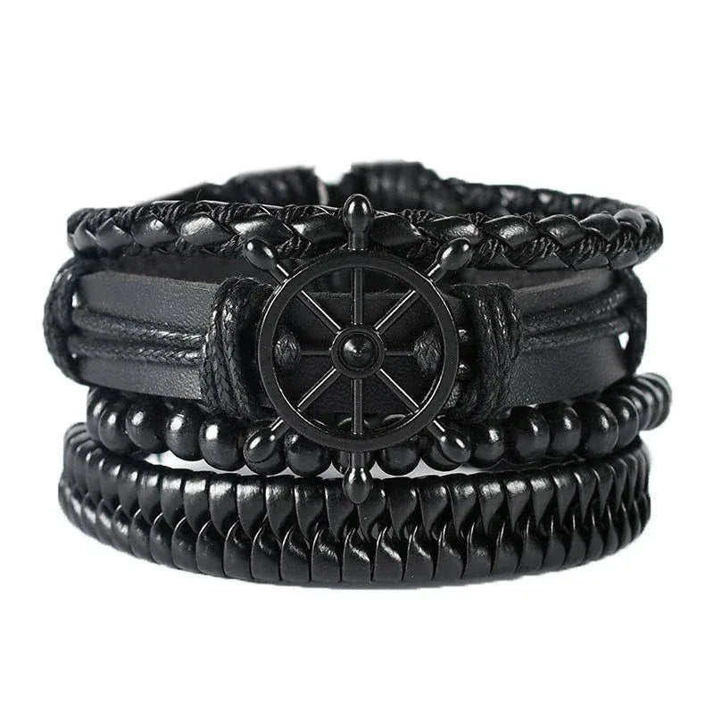 4Pcs/ Set Leather Bracelets For Men. - BLAKESTORE-NG