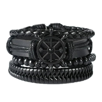 4Pcs/ Set Leather Bracelets For Men. - BLAKESTORE-NG