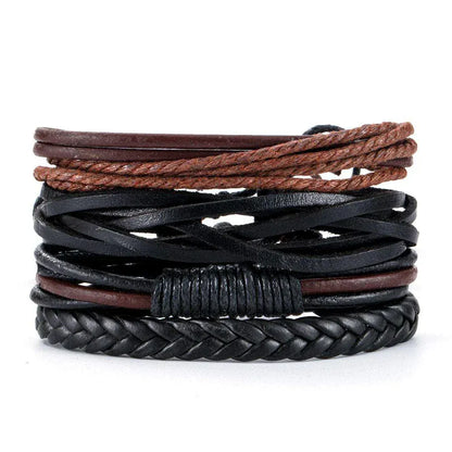 4Pcs/ Set Leather Bracelets For Men. - BLAKESTORE-NG