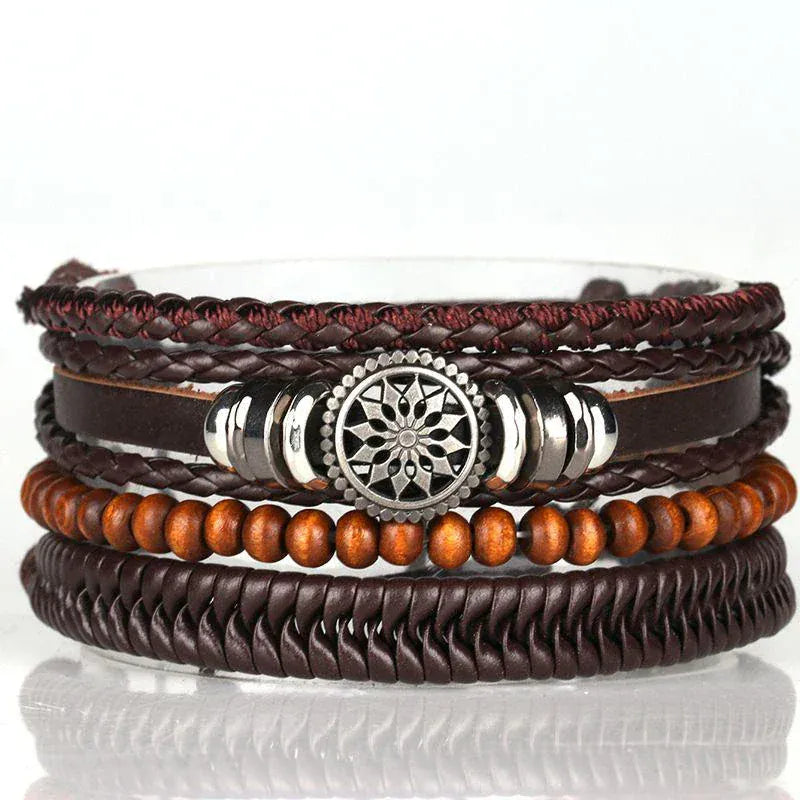 4Pcs/ Set Leather Bracelets For Men. - BLAKESTORE-NG