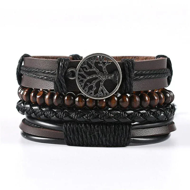 4Pcs/ Set Leather Bracelets For Men. - BLAKESTORE-NG