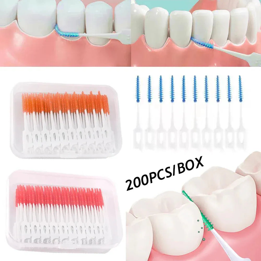50pcs Interdental Brush & Floss Picks – Bamboo Charcoal - Maison Novaire #