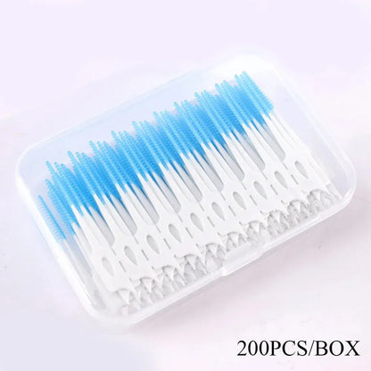 50pcs Interdental Brush & Floss Picks – Bamboo Charcoal - Maison Novaire #