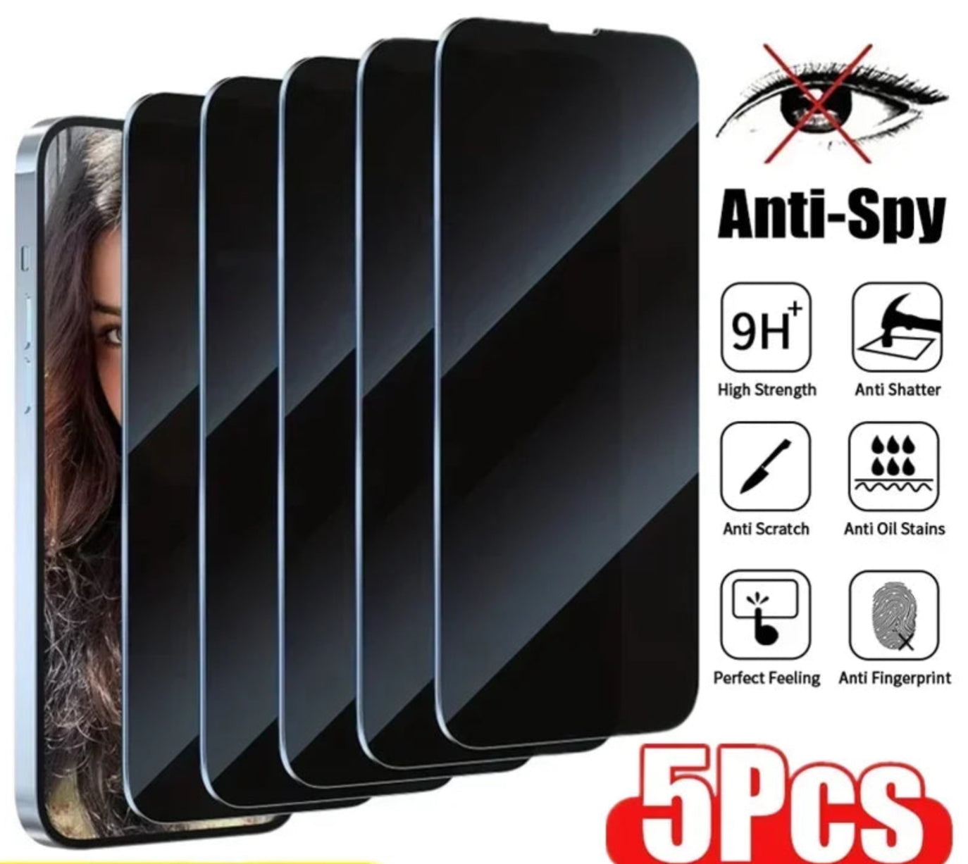 5Pcs Full Cover Antispy Screen Protector. - Maison Novaire