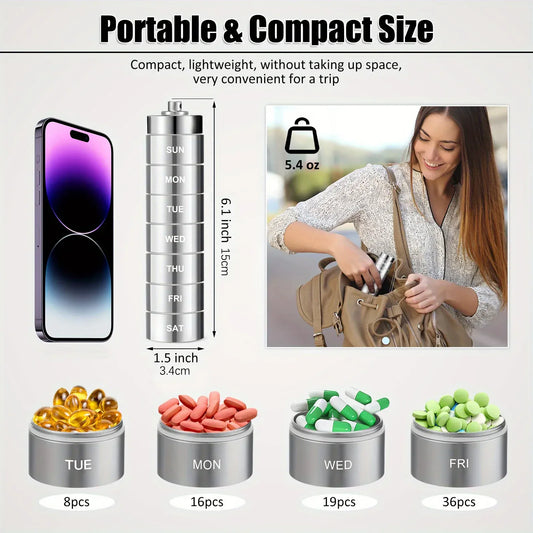 7- Day Metal Pill Organizers Suitable for The Elderly and Travellers. - BLAKESTORE-NG
