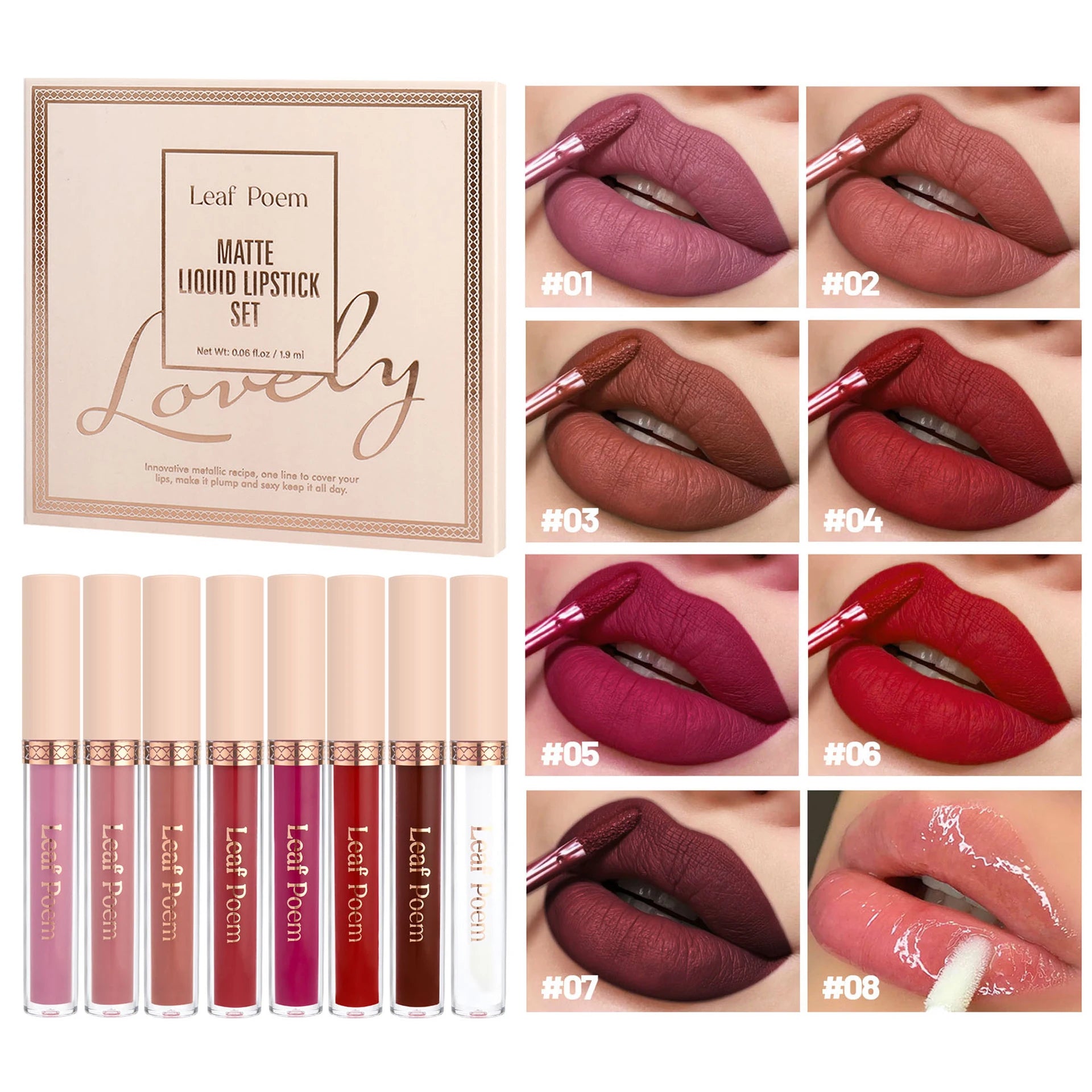 8-Piece Matte Liquid Lipstick Set - Maison Novaire #