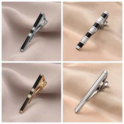 8PCS Luxury Tie Clips Set with Gift Box | Men’s Metal Tie Bars Assorted Designs for Wedding Business Formal Wear - BLAKESTORE-NG