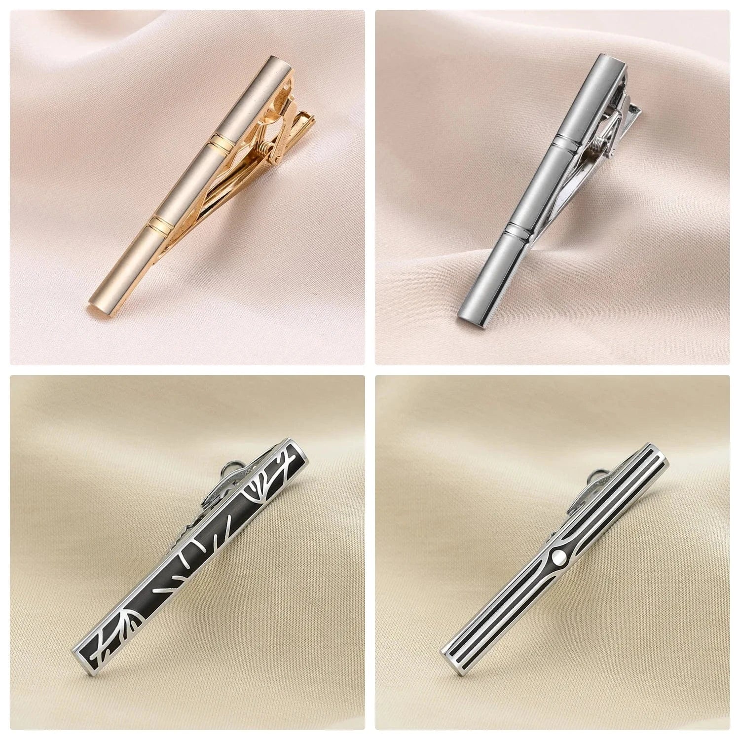 8PCS Luxury Tie Clips Set with Gift Box | Men’s Metal Tie Bars Assorted Designs for Wedding Business Formal Wear - BLAKESTORE-NG