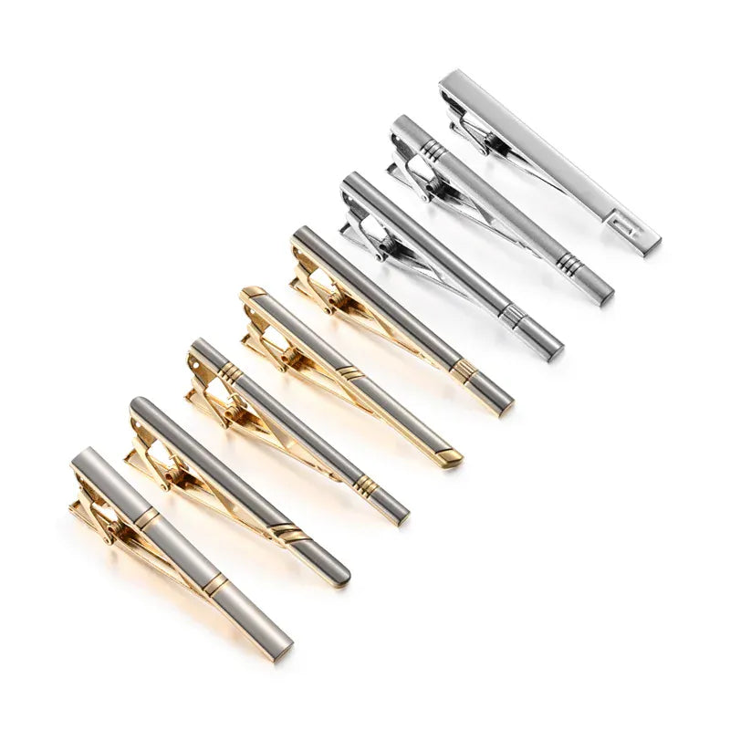 8PCS Luxury Tie Clips Set with Gift Box | Men’s Metal Tie Bars Assorted Designs for Wedding Business Formal Wear - BLAKESTORE-NG