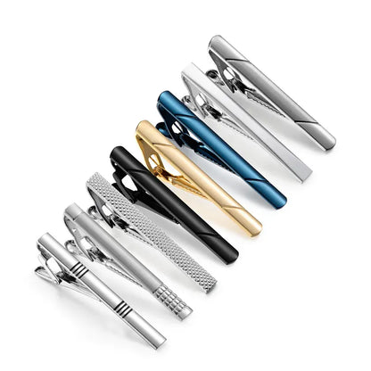 8PCS Luxury Tie Clips Set with Gift Box | Men’s Metal Tie Bars Assorted Designs for Wedding Business Formal Wear - BLAKESTORE-NG