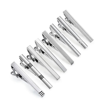 8PCS Luxury Tie Clips Set with Gift Box | Men’s Metal Tie Bars Assorted Designs for Wedding Business Formal Wear - BLAKESTORE-NG