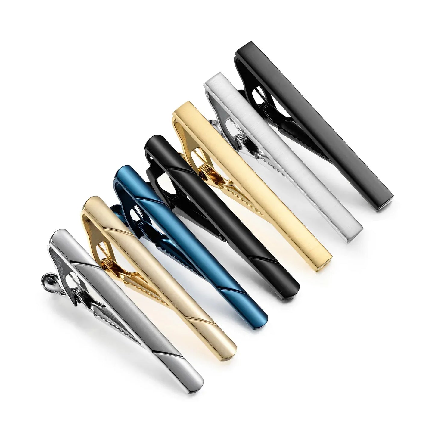 8PCS Luxury Tie Clips Set with Gift Box | Men’s Metal Tie Bars Assorted Designs for Wedding Business Formal Wear - BLAKESTORE-NG