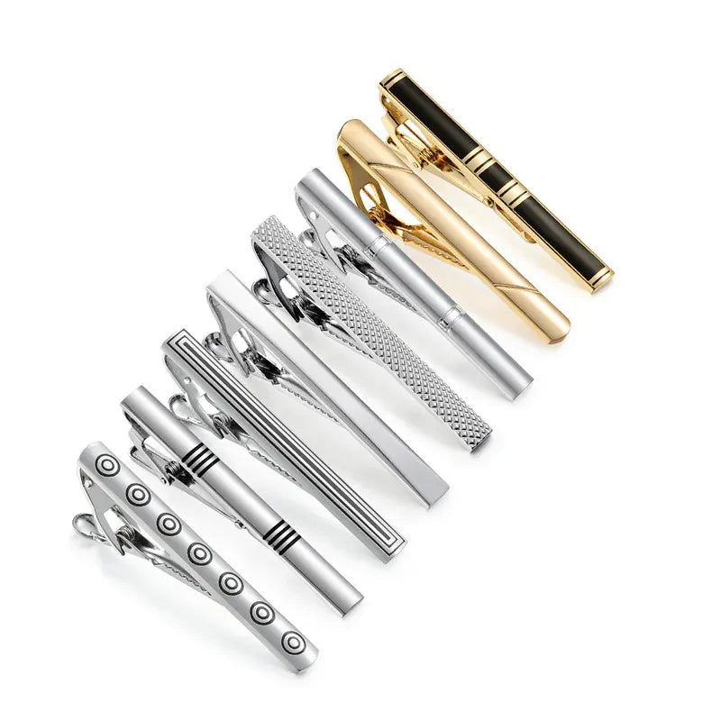 8PCS Luxury Tie Clips Set with Gift Box | Men’s Metal Tie Bars Assorted Designs for Wedding Business Formal Wear - BLAKESTORE-NG