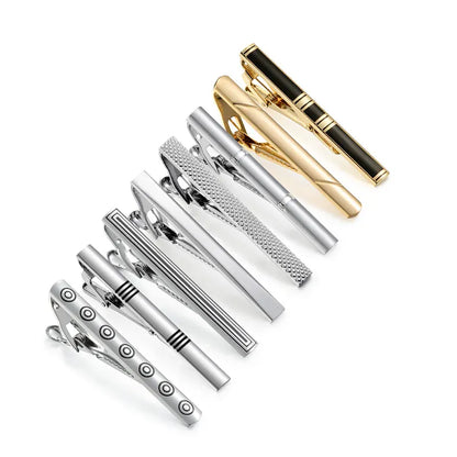 8PCS Luxury Tie Clips Set with Gift Box | Men’s Metal Tie Bars Assorted Designs for Wedding Business Formal Wear - BLAKESTORE-NG