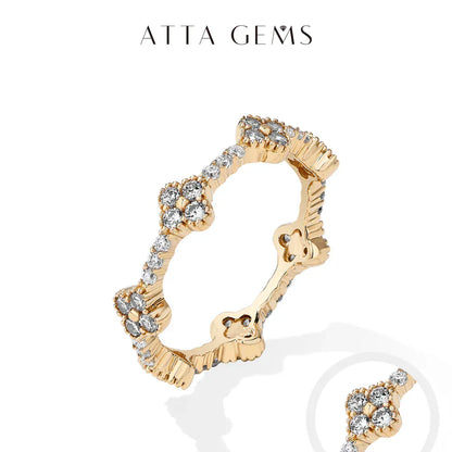 ATTAGEMS Eternity DVVS1 Moissanite Ring | D Color VVS1 Full Moissanite 925 Sterling Silver Gold Plated Eternity Band for Women - BLAKESTORE-NG