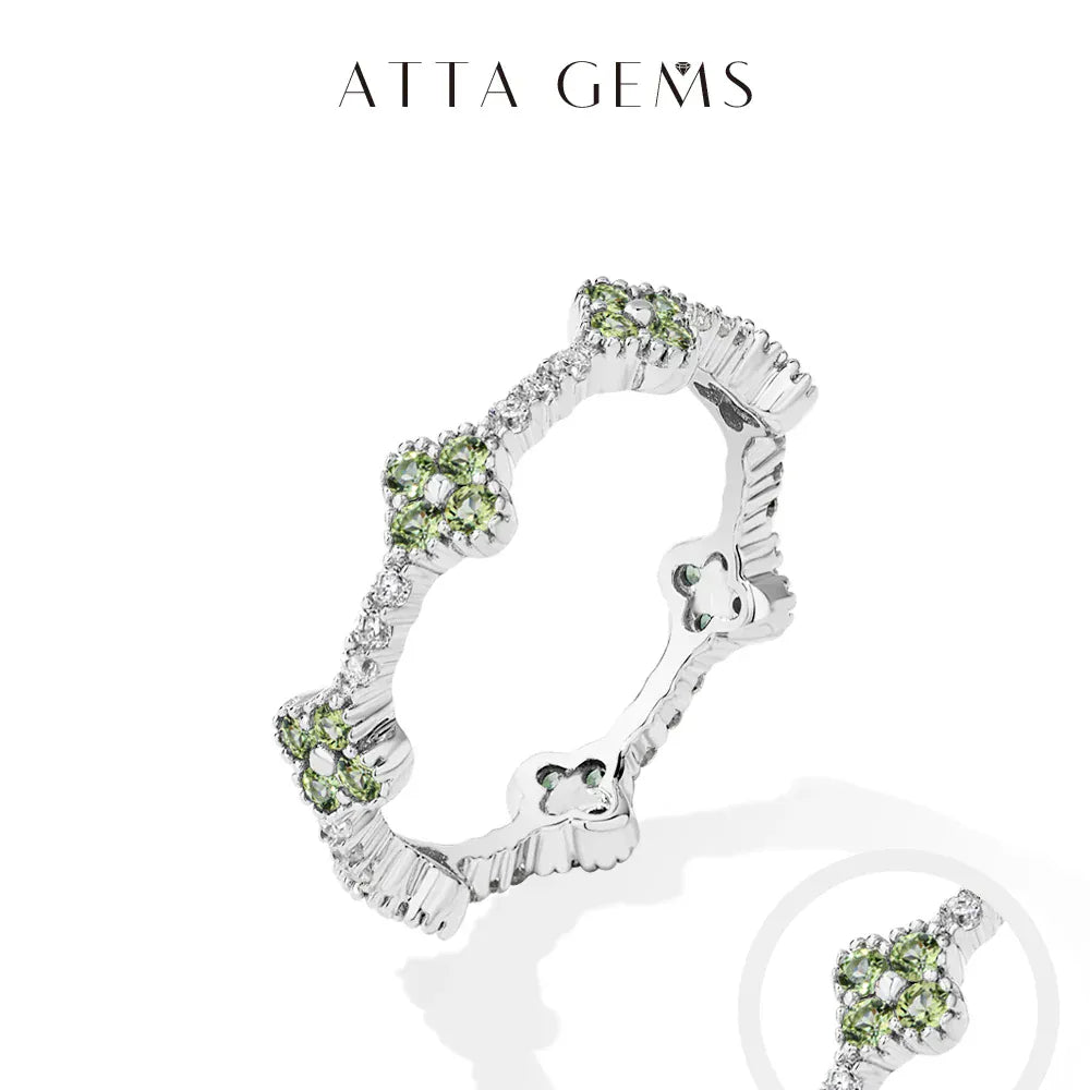 ATTAGEMS Eternity DVVS1 Moissanite Ring | D Color VVS1 Full Moissanite 925 Sterling Silver Gold Plated Eternity Band for Women - BLAKESTORE-NG