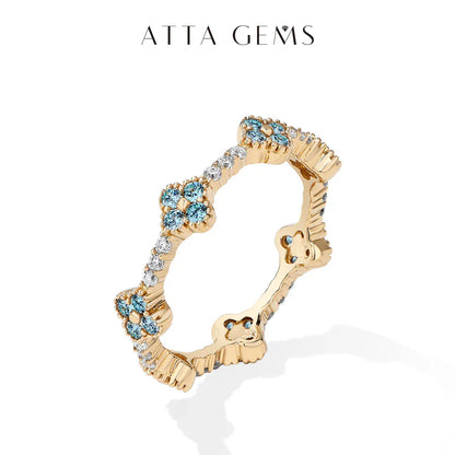 ATTAGEMS Eternity DVVS1 Moissanite Ring | D Color VVS1 Full Moissanite 925 Sterling Silver Gold Plated Eternity Band for Women - BLAKESTORE-NG