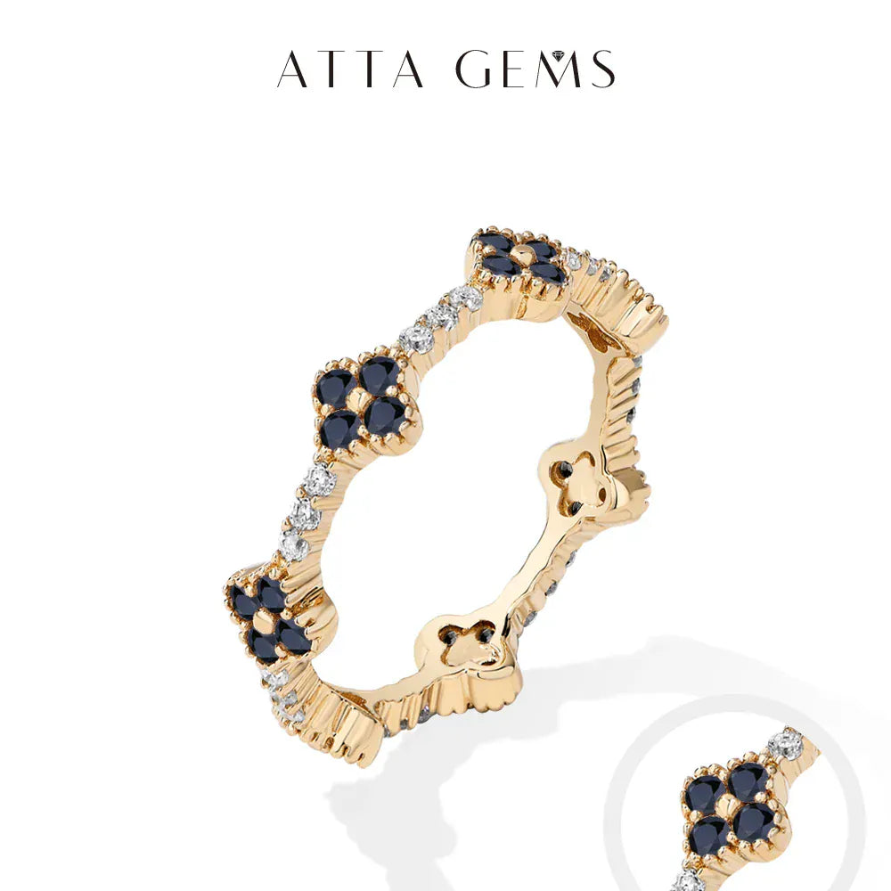 ATTAGEMS Eternity DVVS1 Moissanite Ring | D Color VVS1 Full Moissanite 925 Sterling Silver Gold Plated Eternity Band for Women - BLAKESTORE-NG