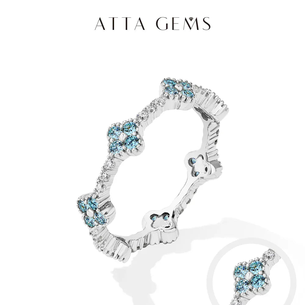 ATTAGEMS Eternity DVVS1 Moissanite Ring | D Color VVS1 Full Moissanite 925 Sterling Silver Gold Plated Eternity Band for Women - BLAKESTORE-NG