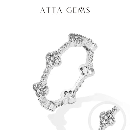 ATTAGEMS Eternity DVVS1 Moissanite Ring | D Color VVS1 Full Moissanite 925 Sterling Silver Gold Plated Eternity Band for Women - BLAKESTORE-NG