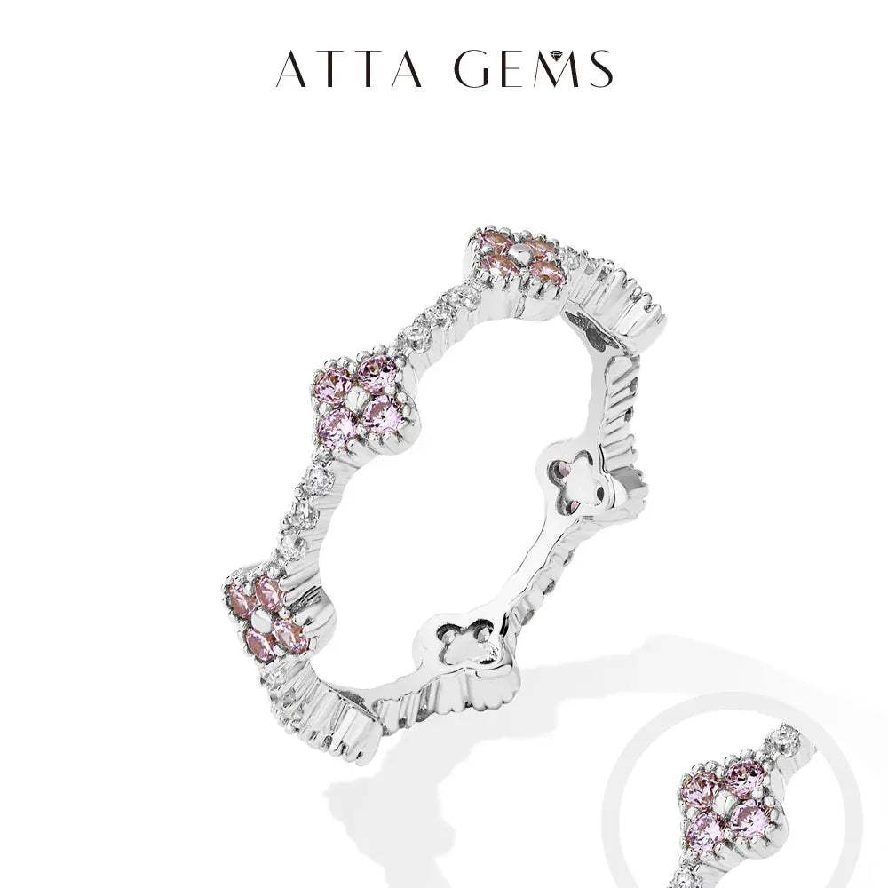 ATTAGEMS Eternity DVVS1 Moissanite Ring | D Color VVS1 Full Moissanite 925 Sterling Silver Gold Plated Eternity Band for Women - BLAKESTORE-NG