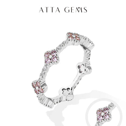 ATTAGEMS Eternity DVVS1 Moissanite Ring | D Color VVS1 Full Moissanite 925 Sterling Silver Gold Plated Eternity Band for Women - BLAKESTORE-NG