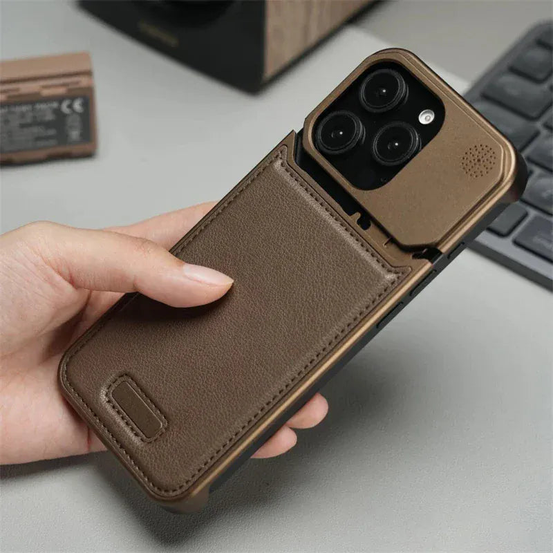 Aluminum Alloy Leather Magnetic Phone Case for iPhone Pro Max Series - BLAKESTORE-NG