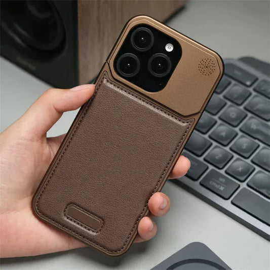 Aluminum Alloy Leather Magnetic Phone Case for iPhone Pro Max Series - BLAKESTORE-NG