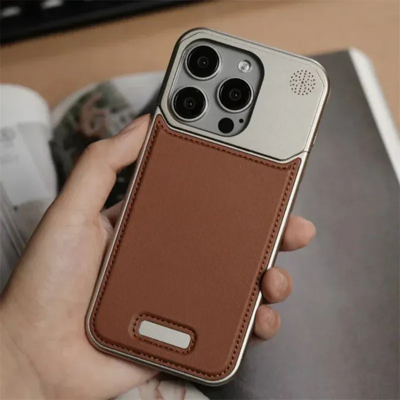 Aluminum Alloy Leather Magnetic Phone Case for iPhone Pro Max Series - BLAKESTORE-NG