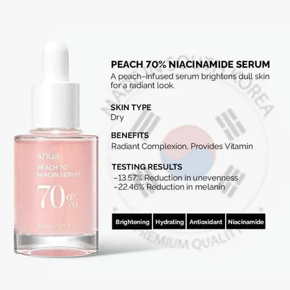 Anua Peach 70 Niacinamide Serum – Brightening & Moisturizing Essence (30ml) - BLAKESTORE-NG