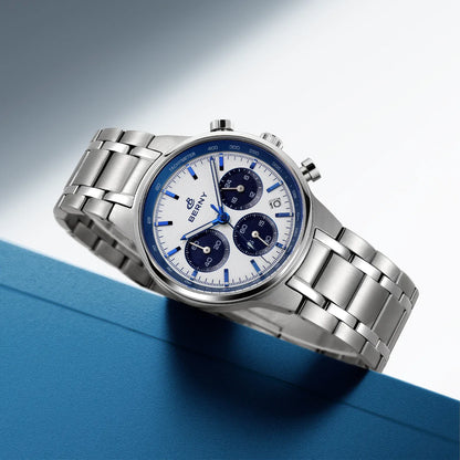 BERNY Men’s Chronograph Watch | Sapphire Stainless Steel Panda Dial - BLAKESTORE-NG