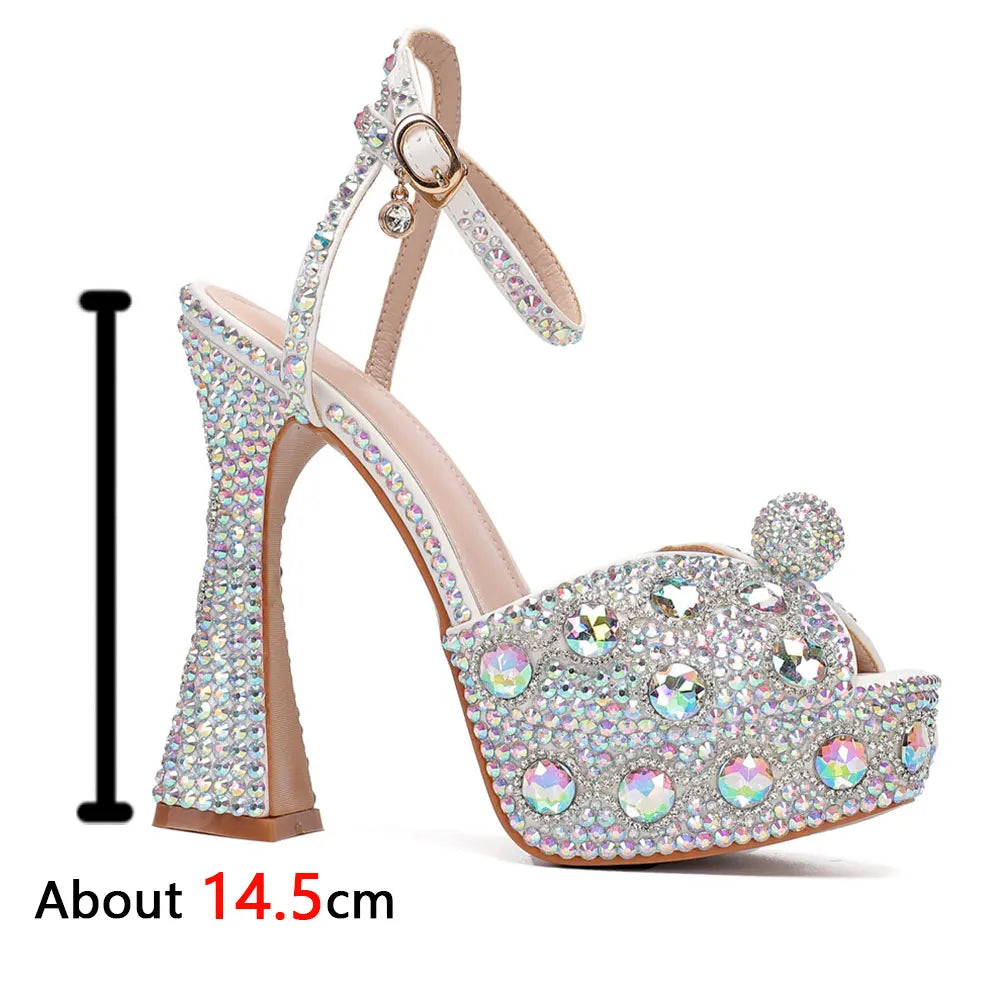 Beaded Thick Heel Platform Sandals For Women. - Maison Novaire