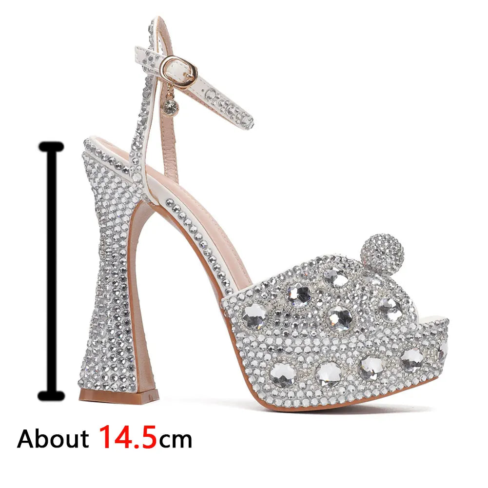 Beaded Thick Heel Platform Sandals For Women. - Maison Novaire