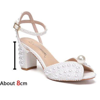 Beaded Thick Heel Platform Sandals For Women. - Maison Novaire