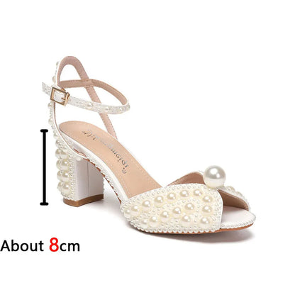 Beaded Thick Heel Platform Sandals For Women. - Maison Novaire