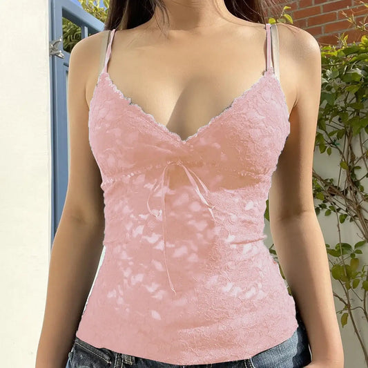 Black Lace Camisole | Fairycore Grunge Crop Top - Maison Novaire