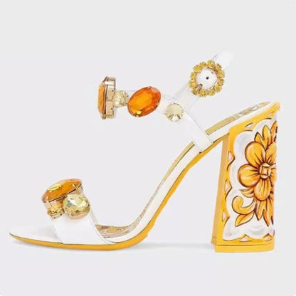 Bohemia Style Rhinestones Heels Sandals. - Maison Novaire #