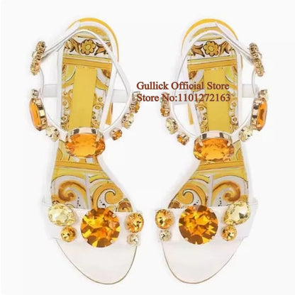 Bohemia Style Rhinestones Heels Sandals. - Maison Novaire #