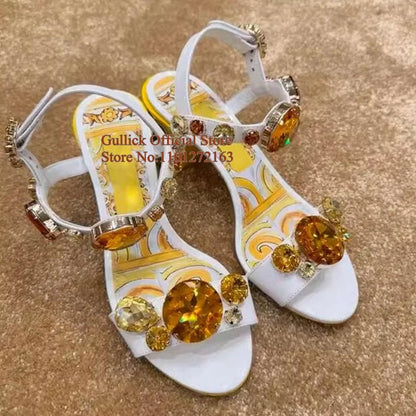 Bohemia Style Rhinestones Heels Sandals. - Maison Novaire #