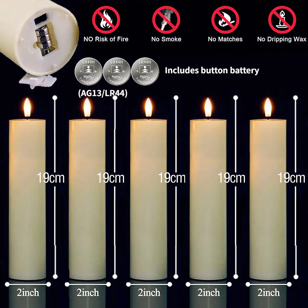 Bulk Flickering LED Flameless Pillar Candles | 6-120 Pack Battery Operated Fake Candles for Wedding, Party & Concert Decor - BLAKESTORE-NG