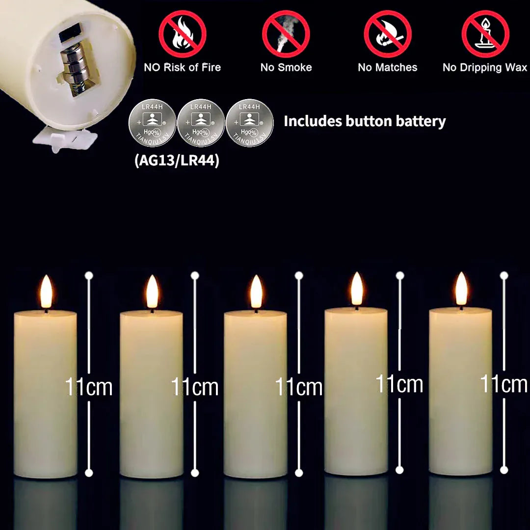 Bulk Flickering LED Flameless Pillar Candles | 6-120 Pack Battery Operated Fake Candles for Wedding, Party & Concert Decor - BLAKESTORE-NG