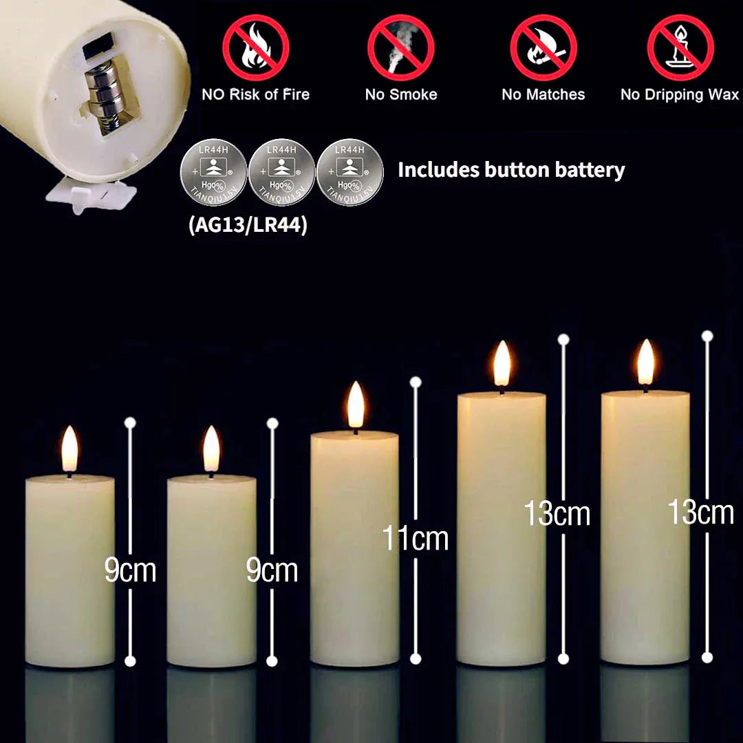 Bulk Flickering LED Flameless Pillar Candles | 6-120 Pack Battery Operated Fake Candles for Wedding, Party & Concert Decor - BLAKESTORE-NG