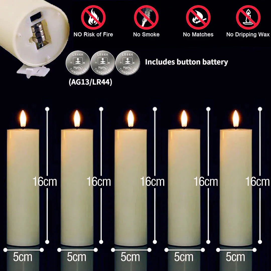 Bulk Flickering LED Flameless Pillar Candles | 6-120 Pack Battery Operated Fake Candles for Wedding, Party & Concert Decor - BLAKESTORE-NG
