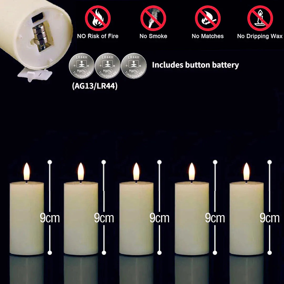 Bulk Flickering LED Flameless Pillar Candles | 6-120 Pack Battery Operated Fake Candles for Wedding, Party & Concert Decor - BLAKESTORE-NG