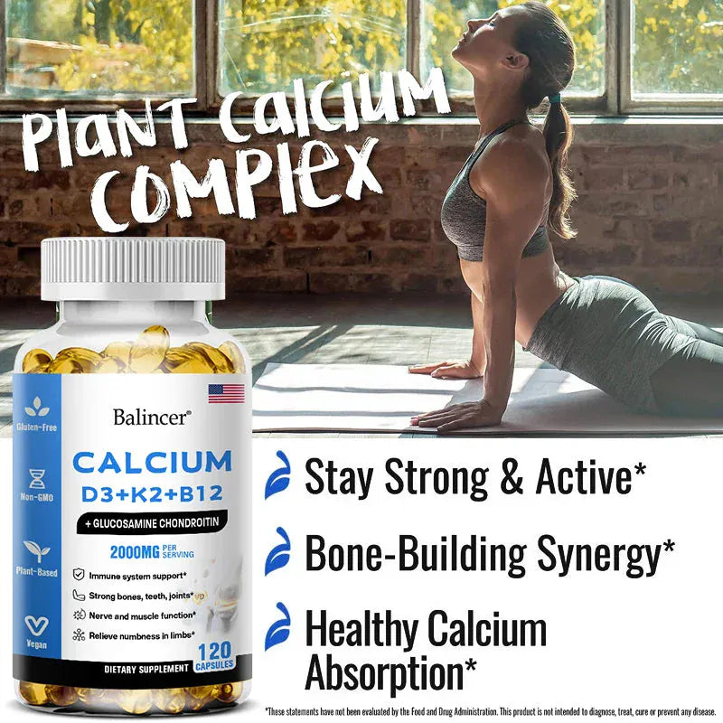 Calcium + Vitamins D3, K2 & B12 - Bone, Teeth & Muscle Health - BLAKESTORE-NG